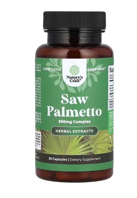 Nature's Craft
Saw Palmetto, 500 mg, 30 Capsules