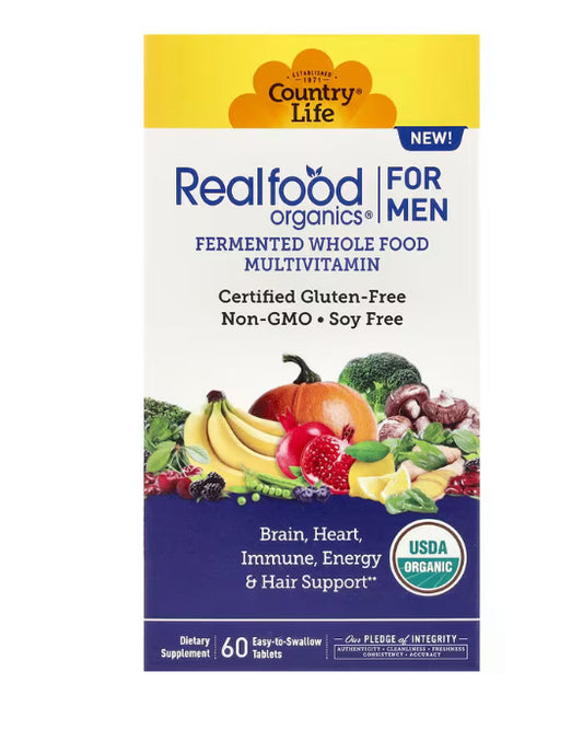 Country Life
Realfood Organics, Multivitamin For Men, 60 Easy-to-Swallow Tablets