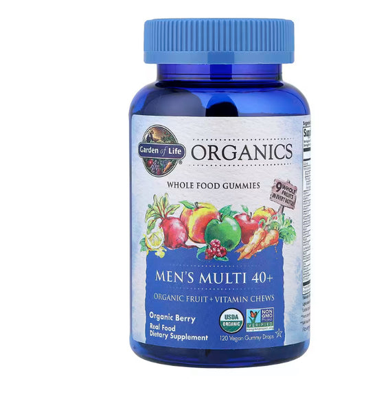 Garden of Life
Organics, Men's Multi 40+ Gummies, Organic Berry, 120 Vegan Gummy Drops