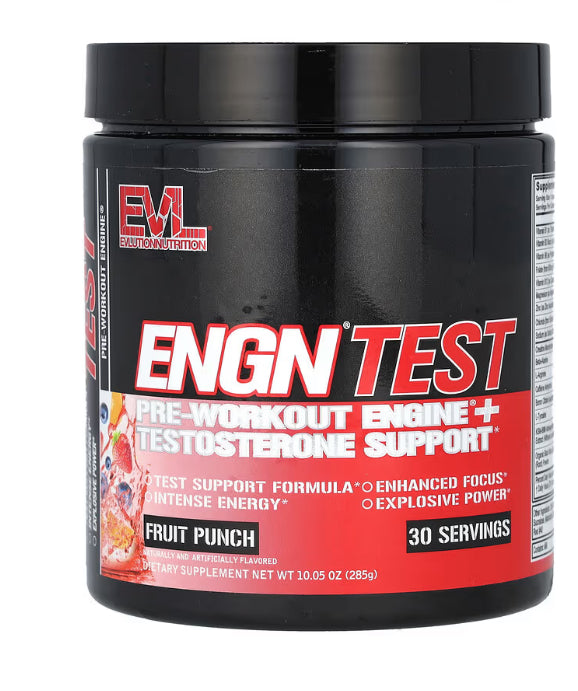 EVLution Nutrition
ENGN Test, Pre-Workout Engine + Testosterone Support, Fruit Punch, 10.05 oz (285 g)