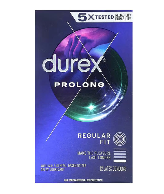 Durex
Prolong, Regular Fit, 12 Latex Condoms
