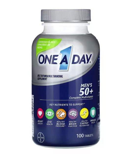 One-A-Day
Men's 50+, Complete Multivitamin/Multimineral Supplement, 100 Tablets