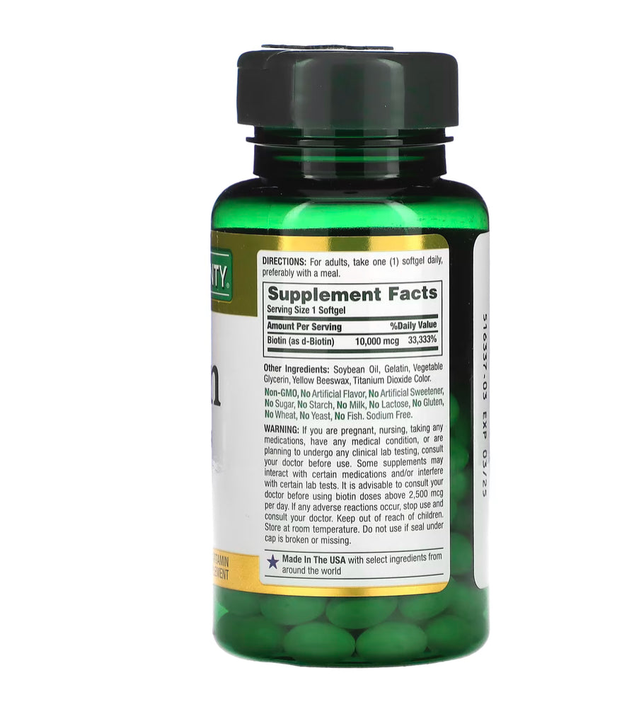 Nature's Bounty Biotin, 10,000 mcg, 120 Rapid Release Softgels